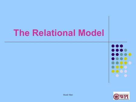 Murali Mani The Relational Model. Murali Mani Why Relational Model? Currently the most widely used Vendors: Oracle, Microsoft, IBM Older models still.