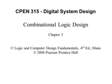 CPEN Digital System Design