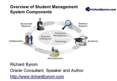 Overview of Student Management System Components Richard Byrom Oracle Consultant, Speaker and Author
