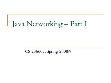 1 Java Networking – Part I CS 236607, Spring 2008/9.
