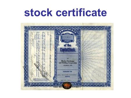 Stock certificate. “Black Tuesday” headline (October 29, 1929)