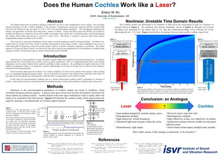 Does the Human Cochlea Work like a Laser? Emery M. Ku ISVR, University of Southampton, UK  Abstract The sharply.