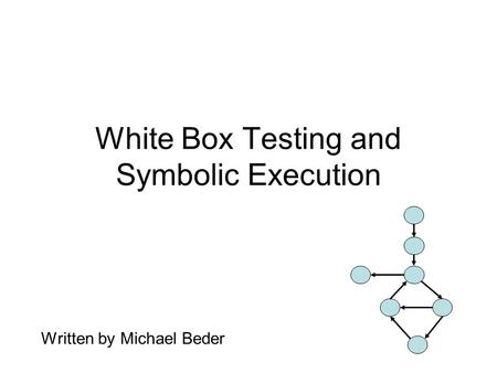 White Box Testing and Symbolic Execution Written by Michael Beder.