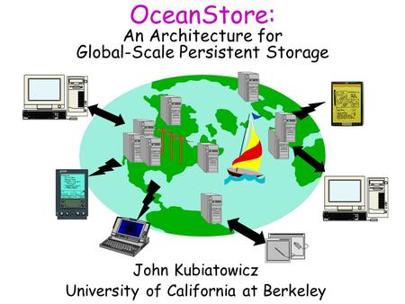 OceanStore: An Architecture for Global-Scale Persistent Storage John Kubiatowicz University of California at Berkeley.