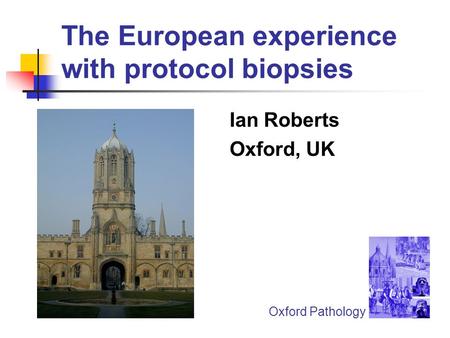 The European experience with protocol biopsies Ian Roberts Oxford, UK Oxford Pathology.