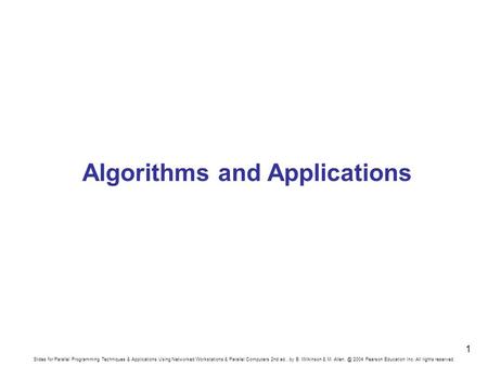 Algorithms and Applications