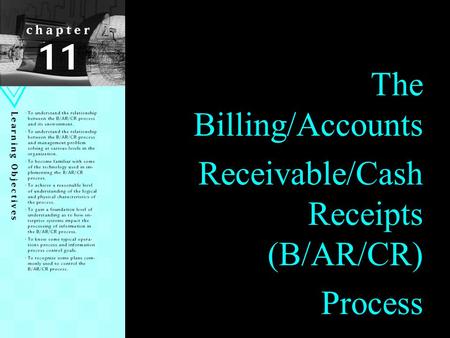 Receivable/Cash Receipts (B/AR/CR)