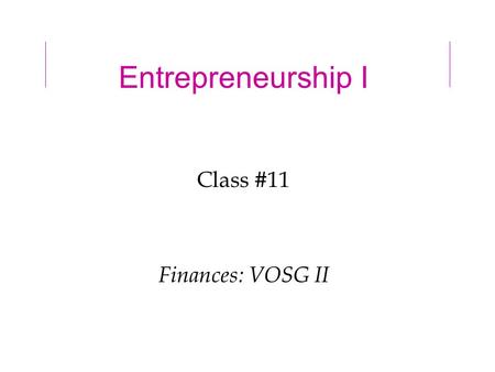 Entrepreneurship I Class #11 Finances: VOSG II. 11/6/022 VOSG 1 reaction 1 st person Page numbers Executive summary Management sectoin Market research.