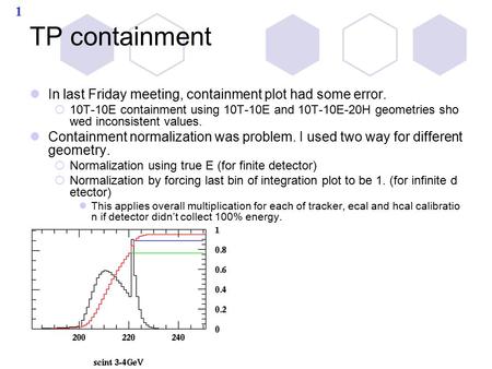 1 In last Friday meeting, containment plot had some error.  10T-10E containment using 10T-10E and 10T-10E-20H geometries sho wed inconsistent values.
