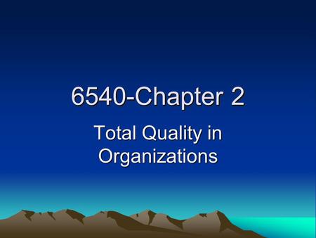 Total Quality in Organizations