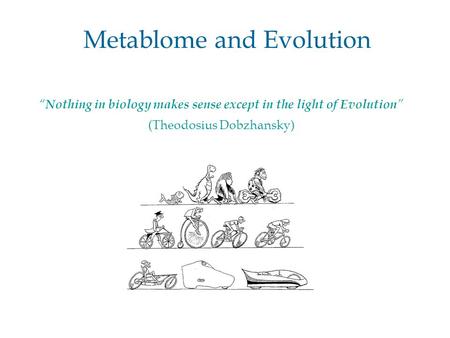 Metablome and Evolution “ Nothing in biology makes sense except in the light of Evolution ” (Theodosius Dobzhansky)