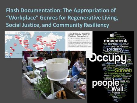 Flash Documentation: The Appropriation of “Workplace” Genres for Regenerative Living, Social Justice, and Community Resiliency.