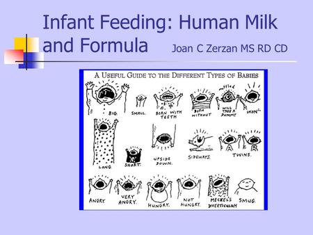 Infant Feeding: Human Milk and Formula Joan C Zerzan MS RD CD.
