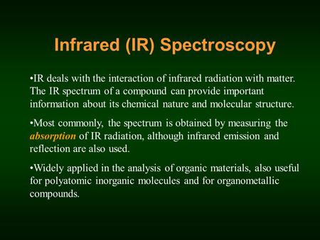 Infrared (IR) Spectroscopy
