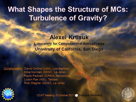What Shapes the Structure of MCs: Turbulence of Gravity? Alexei Krtisuk Laboratory for Computational Astrophysics University of California, San Diego CCAT.