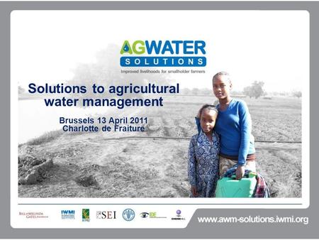 Solutions to agricultural water management Brussels 13 April 2011 Charlotte de Fraiture.