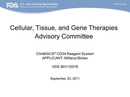 Cellular, Tissue, and Gene Therapies Advisory Committee