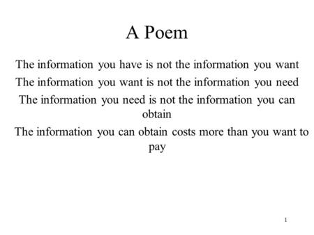 A Poem The information you have is not the information you want