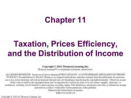 Taxation, Prices Efficiency, and the Distribution of Income
