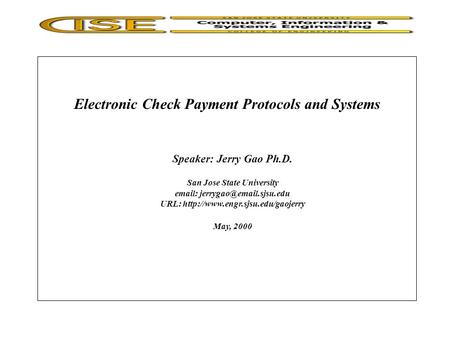 Electronic Check Payment Protocols and Systems