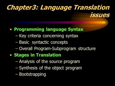 Chapter3: Language Translation issues