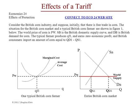 © 2001 J. Douglass Klein Effects of a Tariff Economics 24 Effects of ProtectionCONNECT TO ECO 24 WEB SITECONNECT TO ECO 24 WEB SITE Consider the British.