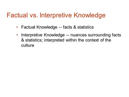 Factual vs. Interpretive Knowledge