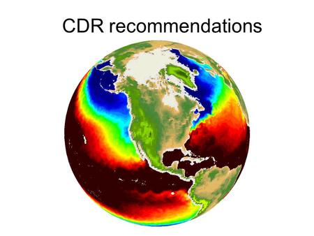 CDR recommendations. General overview Coalesce & Clarify & Combine –Significant overlap and redundancies –This list of recommendations is very useful.