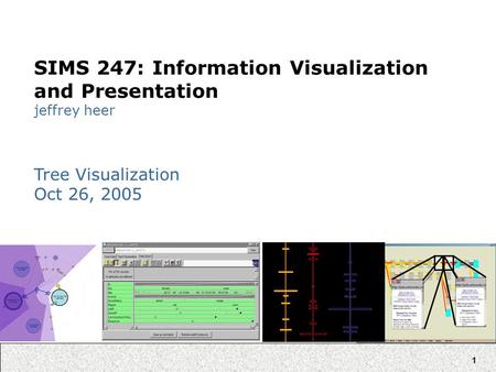 1 SIMS 247: Information Visualization and Presentation jeffrey heer Tree Visualization Oct 26, 2005.