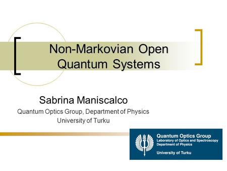 Non-Markovian Open Quantum Systems