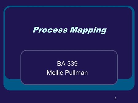 1 Process Mapping BA 339 Mellie Pullman. 2 Objectives Service Process Differences Little’s Law Process Analysis & Mapping.