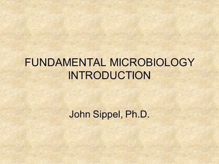 FUNDAMENTAL MICROBIOLOGY INTRODUCTION John Sippel, Ph.D.