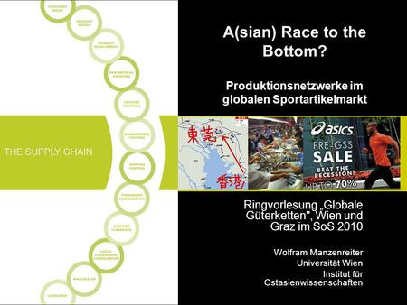 A(sian) Race to the Bottom? Produktionsnetzwerke im globalen Sportartikelmarkt Ringvorlesung „Globale Güterketten, Wien und Graz im SoS 2010 Wolfram Manzenreiter.