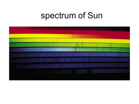 Spectrum of Sun. stellar spectra The Hertzsprung- Russel diagram a.k.a. HR diagram Vertical axis: L * Horiz. axis: T s * color of the star.