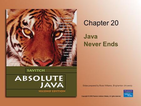 Slides prepared by Rose Williams, Binghamton University Chapter 20 Java Never Ends.