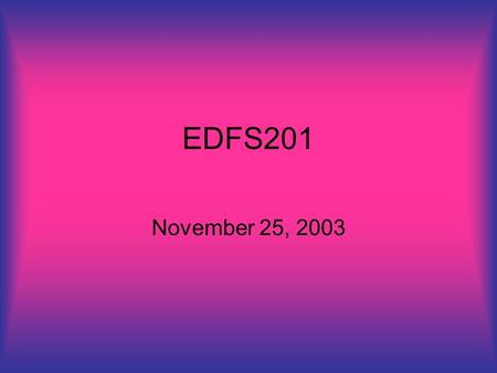 EDFS201 November 25, 2003. agenda Current issues in education. Two presenters. *Don’t forget to bring the questionnaire 2. Discuss chapter 9. Designing.
