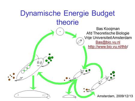 Dynamische Energie Budget theorie Bas Kooijman Afd Theoretische Biologie Vrije Universiteit Amsterdam
