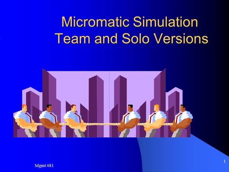 Mgmt 481 1 Micromatic Simulation Team and Solo Versions.