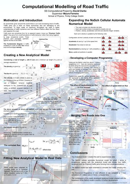 Computational Modelling of Road Traffic SS Computational Project by David Clarke Supervisor Mauro Ferreira - Merging Two Roads into One As economies grow.