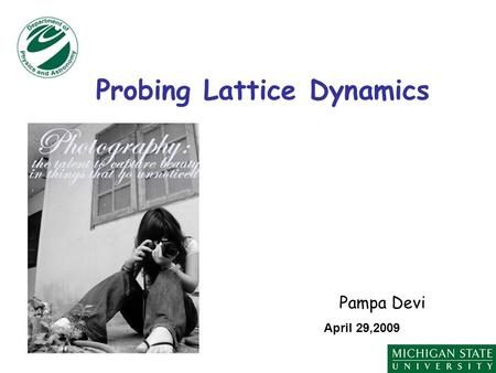 Probing Lattice Dynamics Pampa Devi April 29,2009.