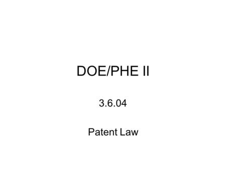 DOE/PHE II 3.6.04 Patent Law. United States Patent 4,354,125 Stoll October 12, 1982 Magnetically coupled arrangement for a driving and a driven member.
