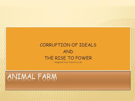 CORRUPTION OF IDEALS AND THE RISE TO POWER Adapted from Teachit.co.uk CORRUPTION OF IDEALS AND THE RISE TO POWER Adapted from Teachit.co.uk.