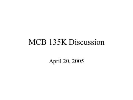 MCB 135K Discussion April 20, 2005 Topics Adaptation to Stress Hypothalamo-Pituitary-Thyroid Axis Carbohydrate Metabolism, Diabetes, and Aging.