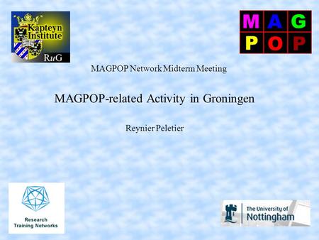 MAGPOP-related Activity in Groningen Reynier Peletier MAGPOP Network Midterm Meeting.