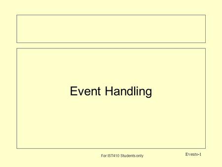 For IST410 Students only Events-1 Event Handling.
