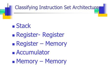 Classifying Instruction Set Architectures