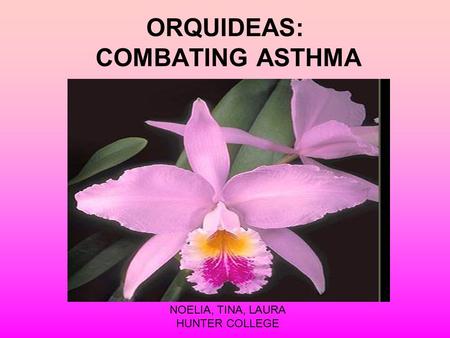 ORQUIDEAS: COMBATING ASTHMA NOELIA, TINA, LAURA HUNTER COLLEGE.