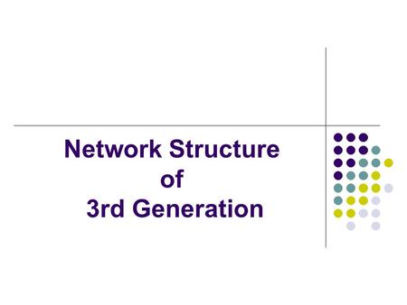 Network Structure of 3rd Generation. Content What is the 3G ? What are the features of 3G? Radio interfaces of 3G W-CDMA 1. W-CDMA 2. CDMA2000 3. UMTS.