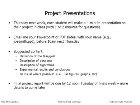 Project Presentations