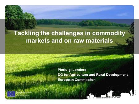 Ⓒ Olof S. Tackling the challenges in commodity markets and on raw materials Pierluigi Londero DG for Agriculture and Rural Development European Commission.
